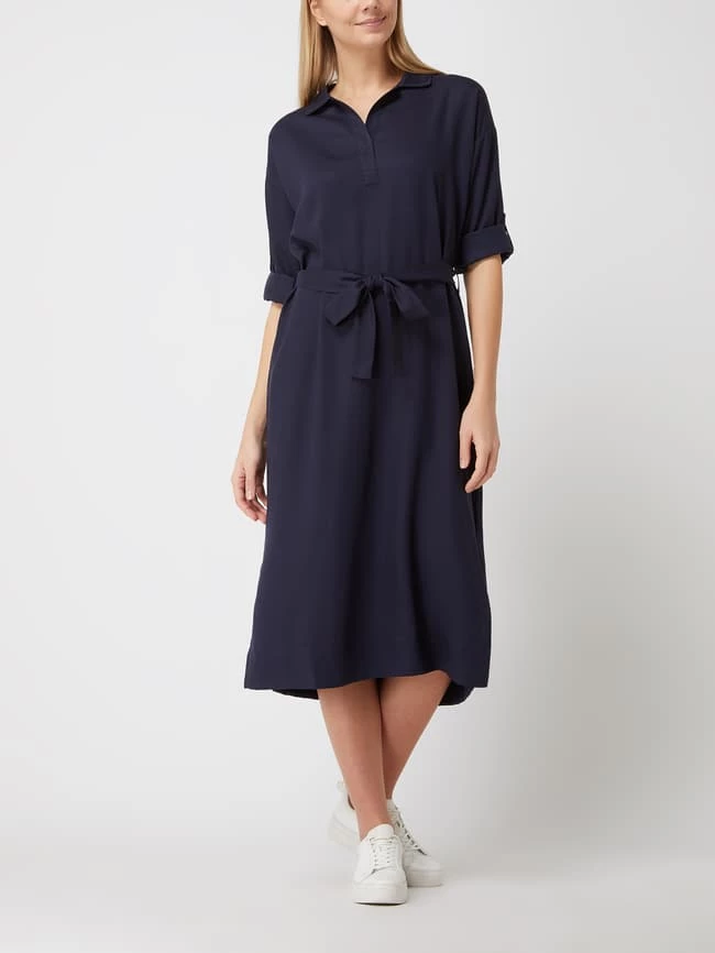 Armedangels Blusenkleid Mit Taillengürtel Modell 'Brisaa' - Marineblau 1 Armedangels Blusenkleid Mit Taillengürtel Modell 'Brisaa' - Marineblau