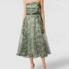 V.M. Trägerloses Cocktailkleid Mit Floralem Muster - Hellgrün