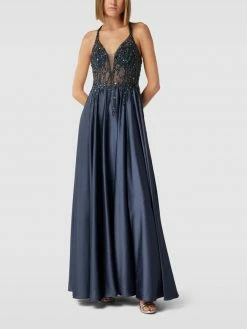Luxuar Abendkleid Mit Ziersteinbesatz - Graphit