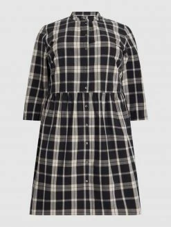 ONLY CARMAKOMA PLUS SIZE Blusenkleid Mit Karomuster Modell 'Chicago - Schwarz