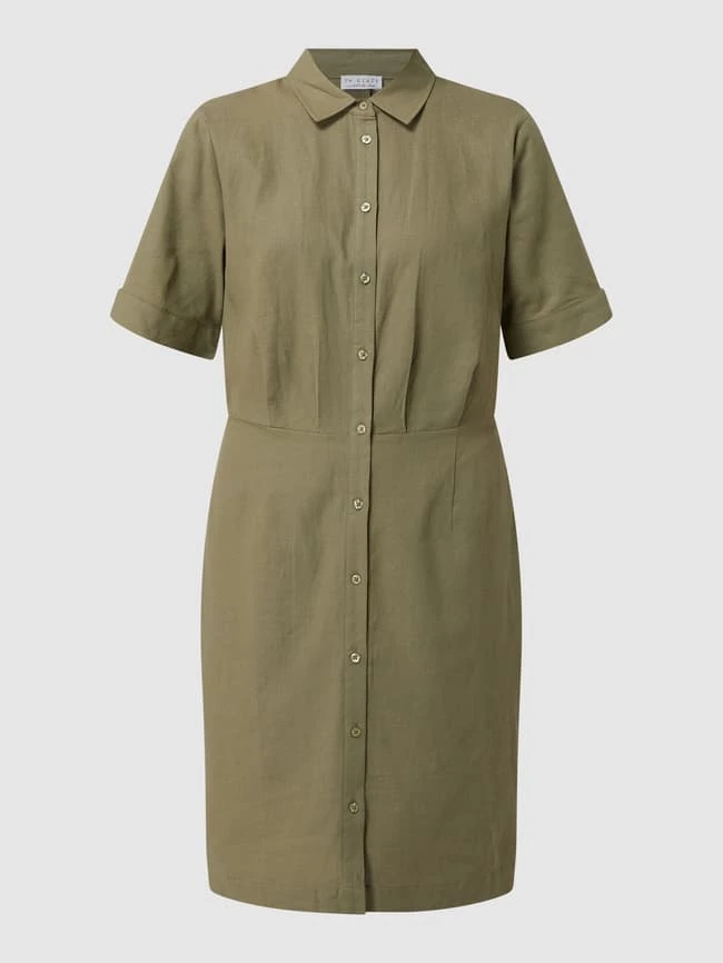 Redraft Blusenkleid Aus Leinen-Viskose-Mix - Khaki 2 Redraft Blusenkleid Aus Leinen-Viskose-Mix - Khaki – Bild 2