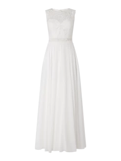 Mascara Abendkleid Mit Floralen Stickereien - Offwhite
