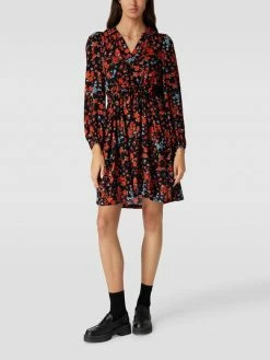 ICHI Blusenkleid Mit Allover-Muster Modell 'Leonardie' - Schwarz