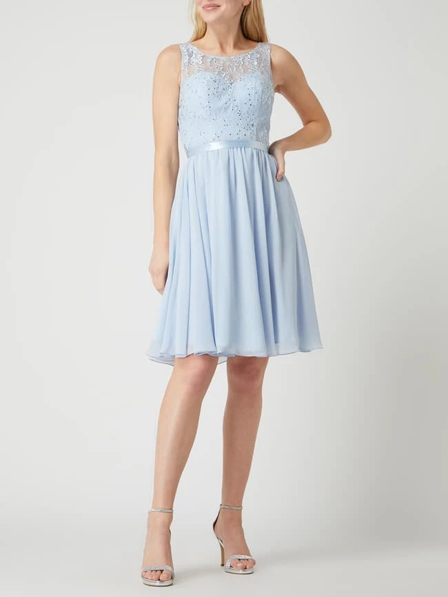 Luxuar Cocktailkleid Aus Floraler Spitze Und Chiffon - Hellblau 1 Luxuar Cocktailkleid Aus Floraler Spitze Und Chiffon - Hellblau