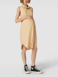 Mamalicious Knielanges Umstands-Hemdblusenkleid Modell 'LIA' - Sand