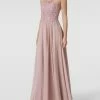 Mascara Abendkleid Mit Floralen Stickereien Und Zierbesatz - Rosé