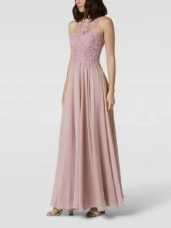 Mascara Abendkleid Mit Floralen Stickereien Und Zierbesatz - Rosé