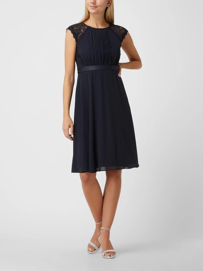 Christian Berg Cocktail Cocktailkleid Aus Chiffon Mit Spitze - Marineblau Meliert 1 Christian Berg Cocktail Cocktailkleid Aus Chiffon Mit Spitze - Marineblau Meliert