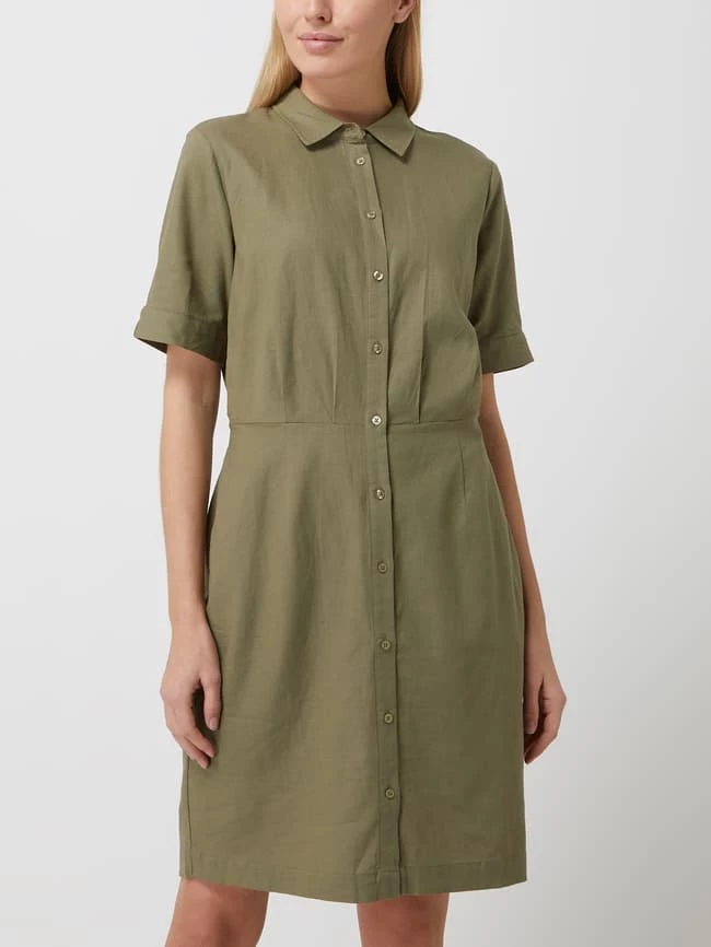 Redraft Blusenkleid Aus Leinen-Viskose-Mix - Khaki 4 Redraft Blusenkleid Aus Leinen-Viskose-Mix - Khaki – Bild 4