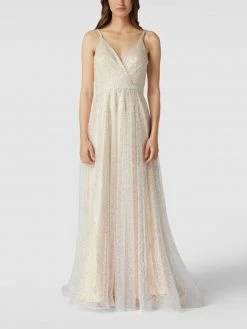 Unique Abendkleid Mit Pailletten- Und Perlen-Besatz - Offwhite