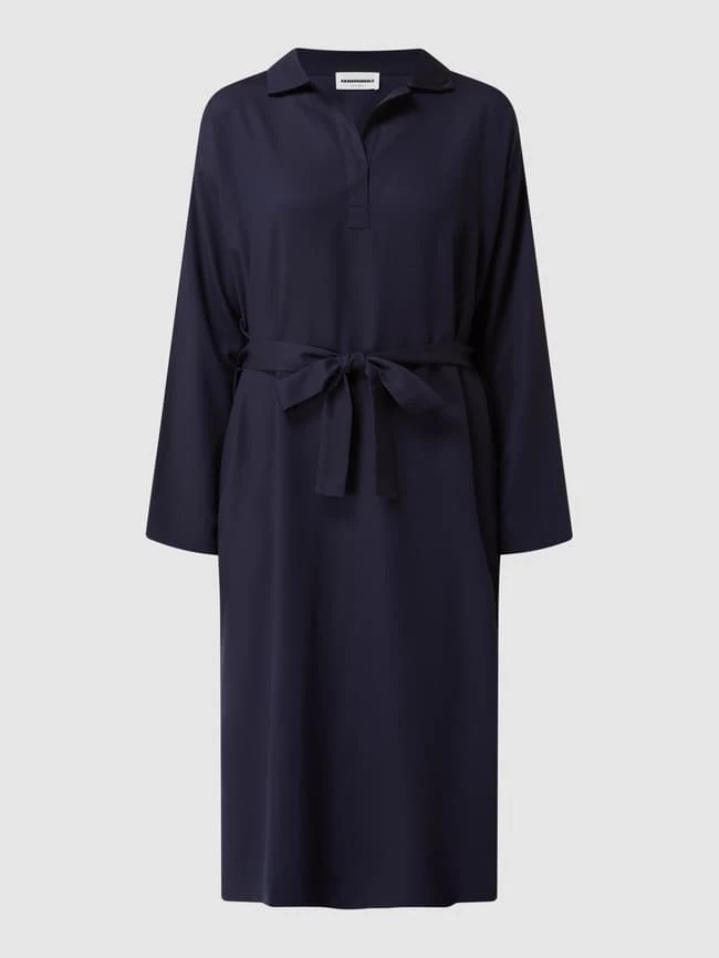 Armedangels Blusenkleid Mit Taillengürtel Modell 'Brisaa' - Marineblau 2 Armedangels Blusenkleid Mit Taillengürtel Modell 'Brisaa' - Marineblau – Bild 2