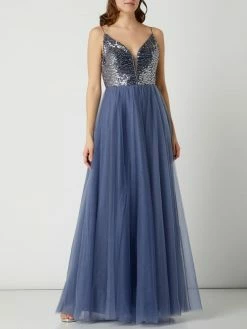 V.M. Abendkleid Aus Tüll Mit Pailletten - Blau