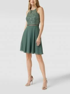V.M. Knielanges Cocktailkleid Mit Paillettenbesatz - Grün