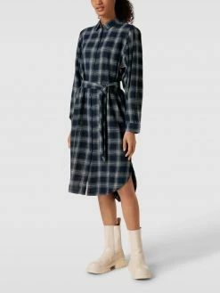 Esprit Hemdblusenkleid Mit Karomuster - Marineblau