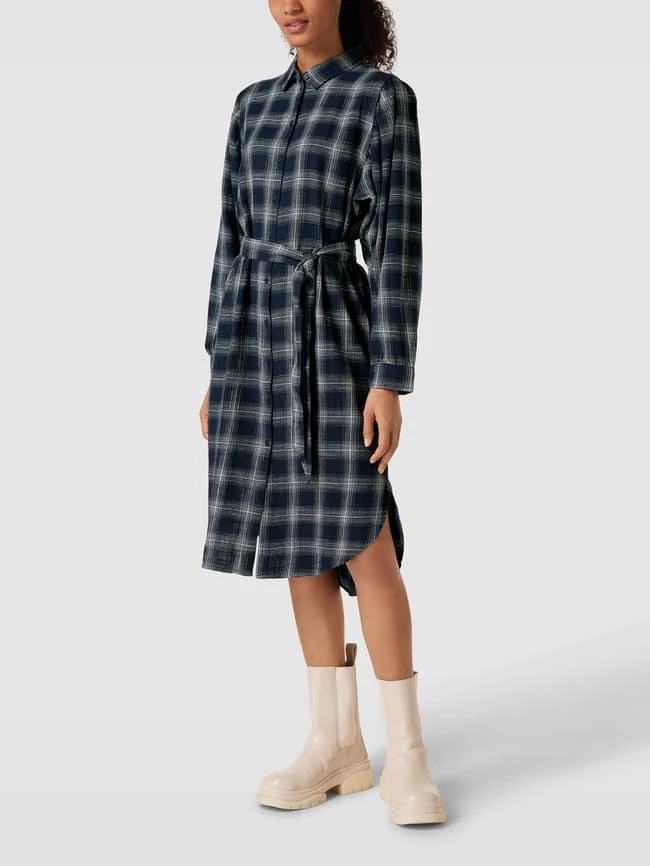 Esprit Hemdblusenkleid Mit Karomuster - Marineblau 1 Esprit Hemdblusenkleid Mit Karomuster - Marineblau