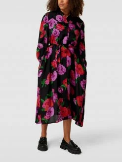KAFFE Curve PLUS SIZE Blusenkleid Mit Allover-Muster Modell 'Florisa' - Schwarz