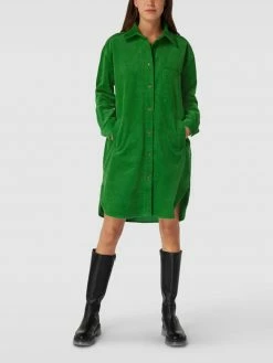 Jake*s Casual Knielanges Kleid In Cord-Optik - Dunkelgrün