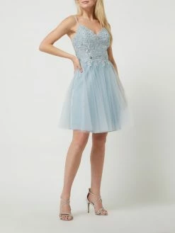 Luxuar Cocktailkleid Mit Strasssteinen - Hellblau