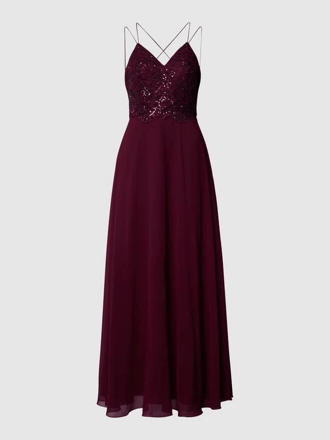 Laona Abendkleid Mit Floralen Stickereien - Bordeaux Rot 2 Laona Abendkleid Mit Floralen Stickereien - Bordeaux Rot – Bild 2