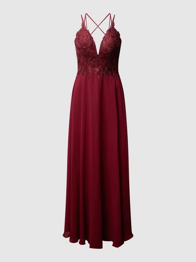 Luxuar Abendkleid Mit Strasssteinen - Bordeaux Rot 2 Luxuar Abendkleid Mit Strasssteinen - Bordeaux Rot – Bild 2
