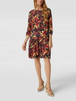 S.Oliver RED LABEL Blusenkleid Mit Allover-Muster Modell 'Flower' - Marineblau