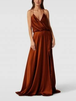 Unique Abendkleid Mit Gehschlitz - Cognac