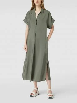 Jake*s Collection Hemdblusenkleid In Midilänge Mit Eingrifftaschen - Khaki