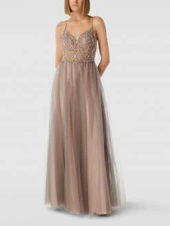 Unique Abendkleid Mit Paillettenbesatz - Sand