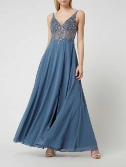 Luxuar Abendkleid Mit Strasssteinen - Rauchblau