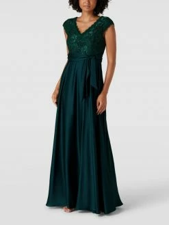 Christian Berg Cocktail Abendkleid Mit Taillenband - Dunkelgrün