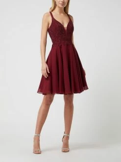 Luxuar Cocktailkleid Mit Herz-Ausschnitt - Dunkelrot