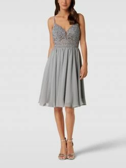 Luxuar Cocktailkleid Mit Zierbesatz - Silber