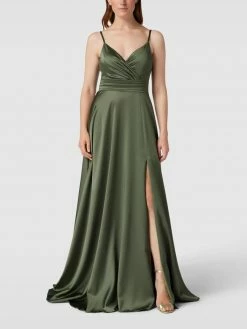 TROYDEN COLLECTION Abendkleid In Wickel-Optik - Olivgrün