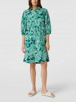 Christian Berg Woman Knielanges Hemdblusenkleid Mit Floralem Allover-Muster - Smaragdgrün