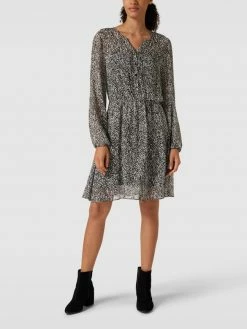 Comma Blusenkleid Mit Allover-Muster - Schwarz