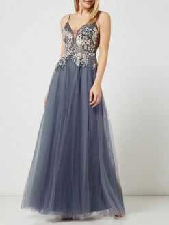 Mascara Abendkleid Aus Spitze Und Mesh - Anthrazit