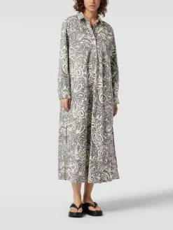Jake*s Casual Hemdblusenkleid Mit Allover-Muster - Dunkelgrau