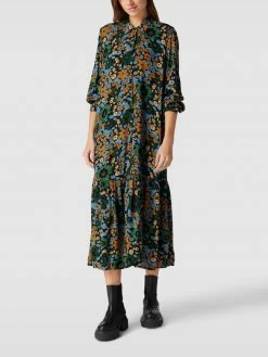 Jake*s Casual Blusenkleid Mit Allover-Muster - Dunkelgrün