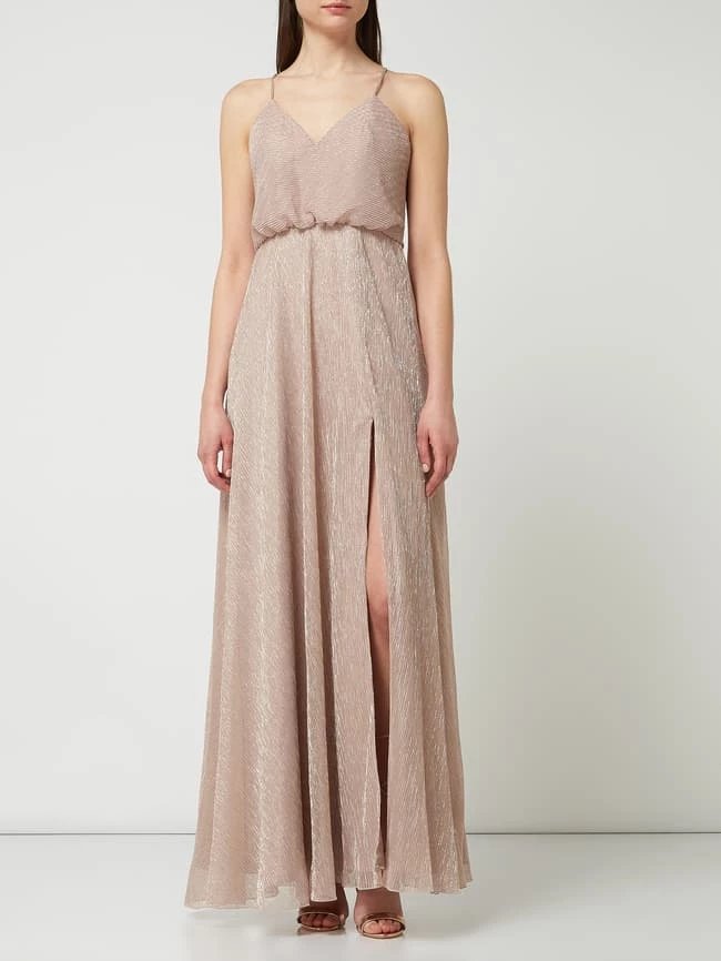 Unique Abendkleid Aus Chiffon Mit Effektgarn - Rosé 1 Unique Abendkleid Aus Chiffon Mit Effektgarn - Rosé