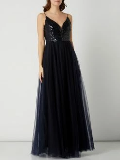 V.M. Abendkleid Aus Tüll Mit Pailletten - Marineblau
