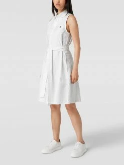 Polo Ralph Lauren Knielanges Hemblusenkleid Mit Logo-Stitching - Weiß