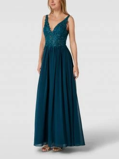 Mascara Abendkleid Mit Zierbesatz - Petrol