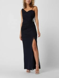 Christian Berg Cocktail One-Shoulder-Abendkleid Aus Mesh Mit Schmuckdetail - Marineblau Meliert