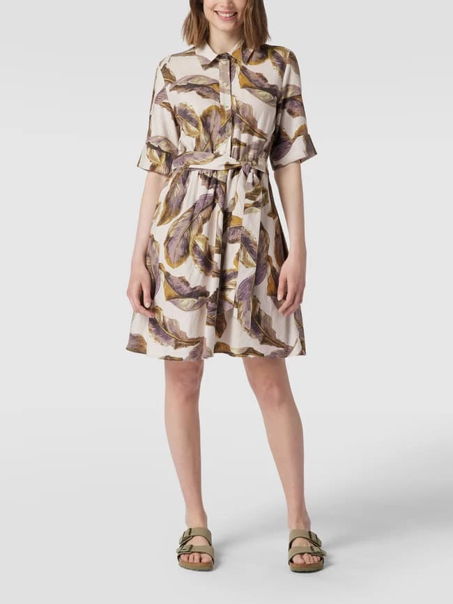 Jake*s Collection Hemdblusenkleid Mit Floralem Muster - Sand 1 Jake*s Collection Hemdblusenkleid Mit Floralem Muster - Sand