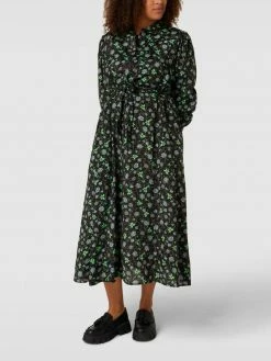 KAFFE Curve PLUS SIZE Blusenkleid Mit Allover-Muster Modell 'Florisa' - Schwarz