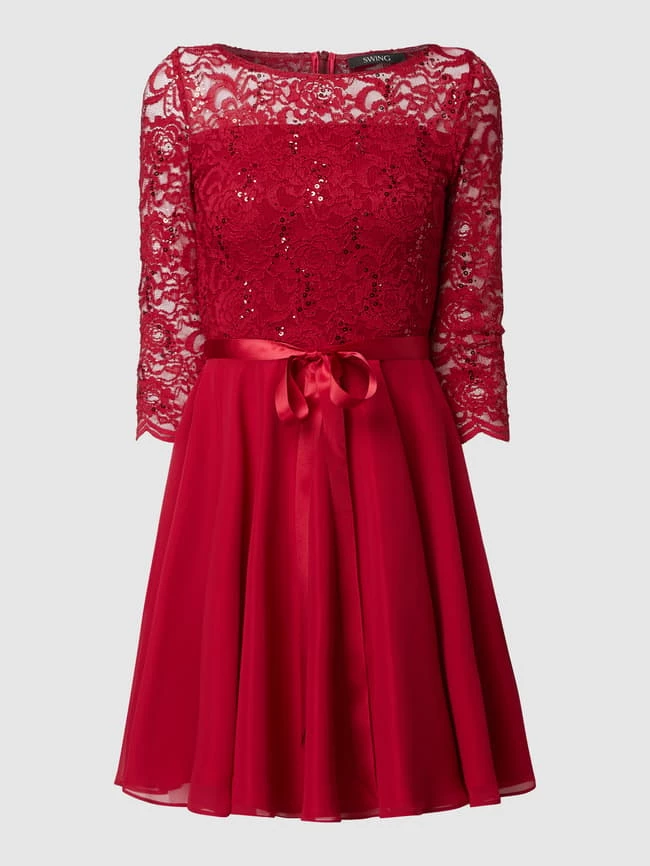 Swing Cocktailkleid Aus Häkelspitze Modell 'STAMM' - Bordeaux Rot 2 Swing Cocktailkleid Aus Häkelspitze Modell 'STAMM' - Bordeaux Rot – Bild 2