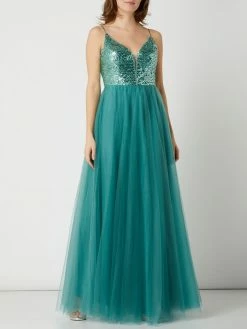 V.M. Abendkleid Aus Tüll Mit Pailletten - Grün
